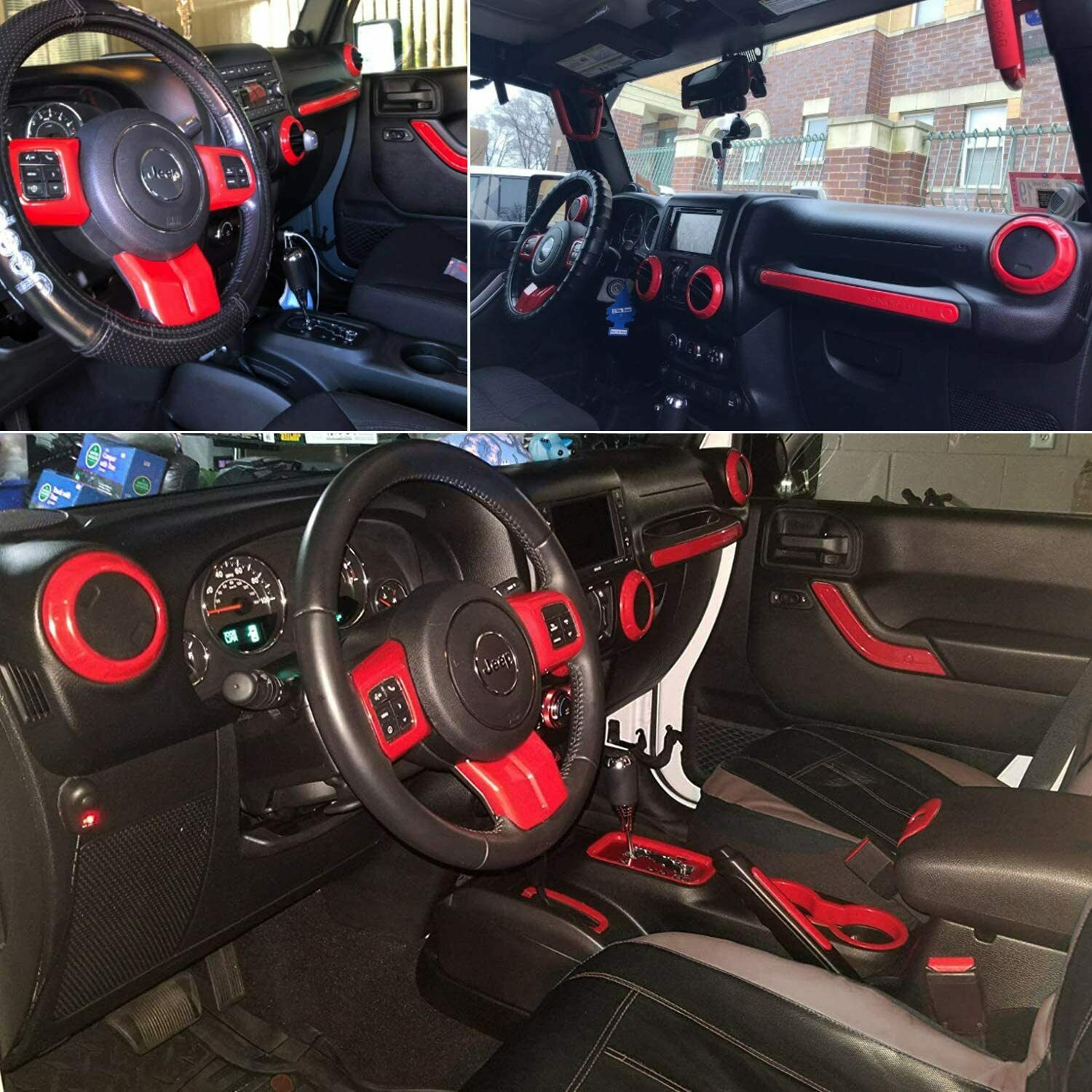 28Pcs Full Set Interior Decoration Trim Kit For Jeep Wrangler JK JKU 2011-2018