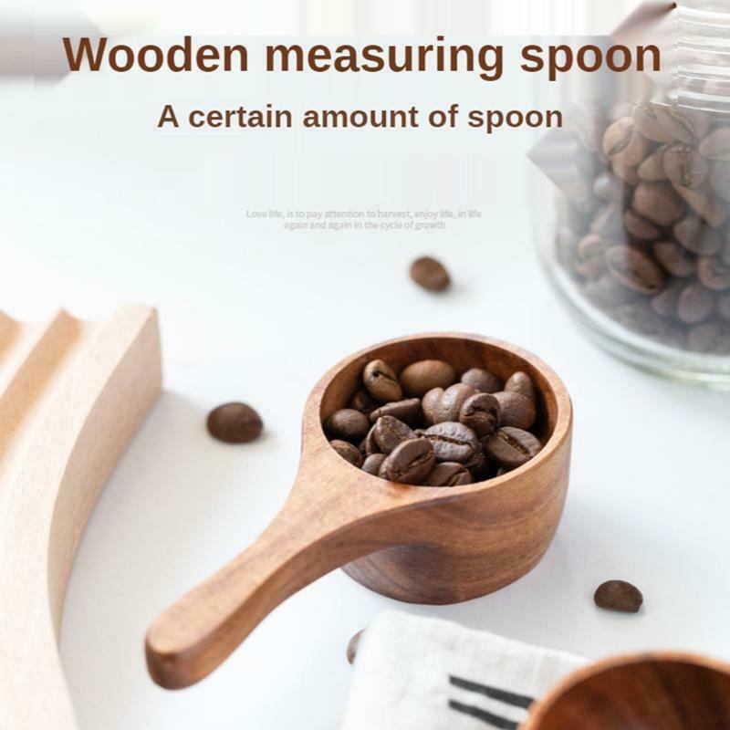 Round Coffee Scoop Wooden Measuring Spoon Measure Tea Scoops Water Ladle Coffee