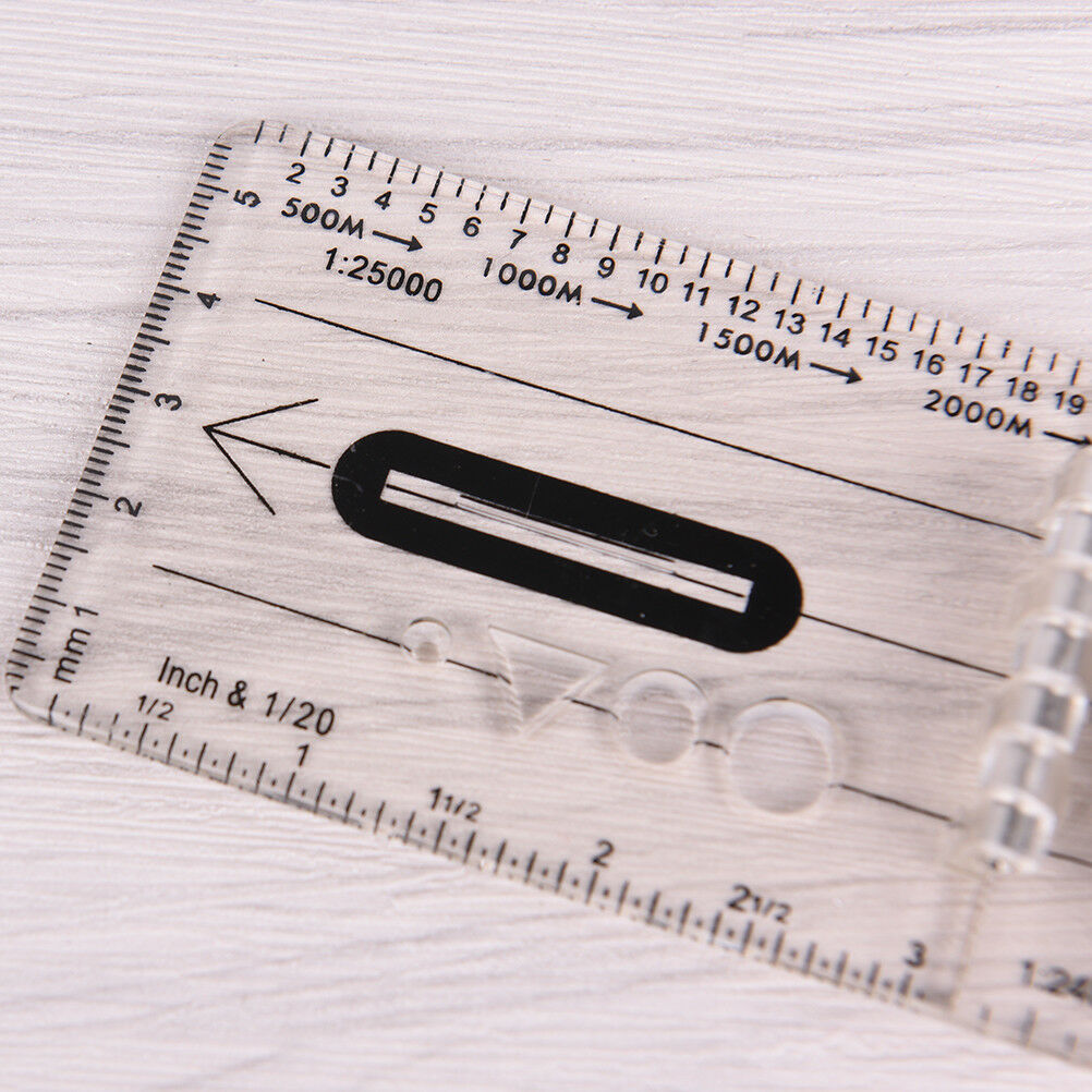 1pc portable fold compass mm inch travel baseplate ruler compass map BDAU
