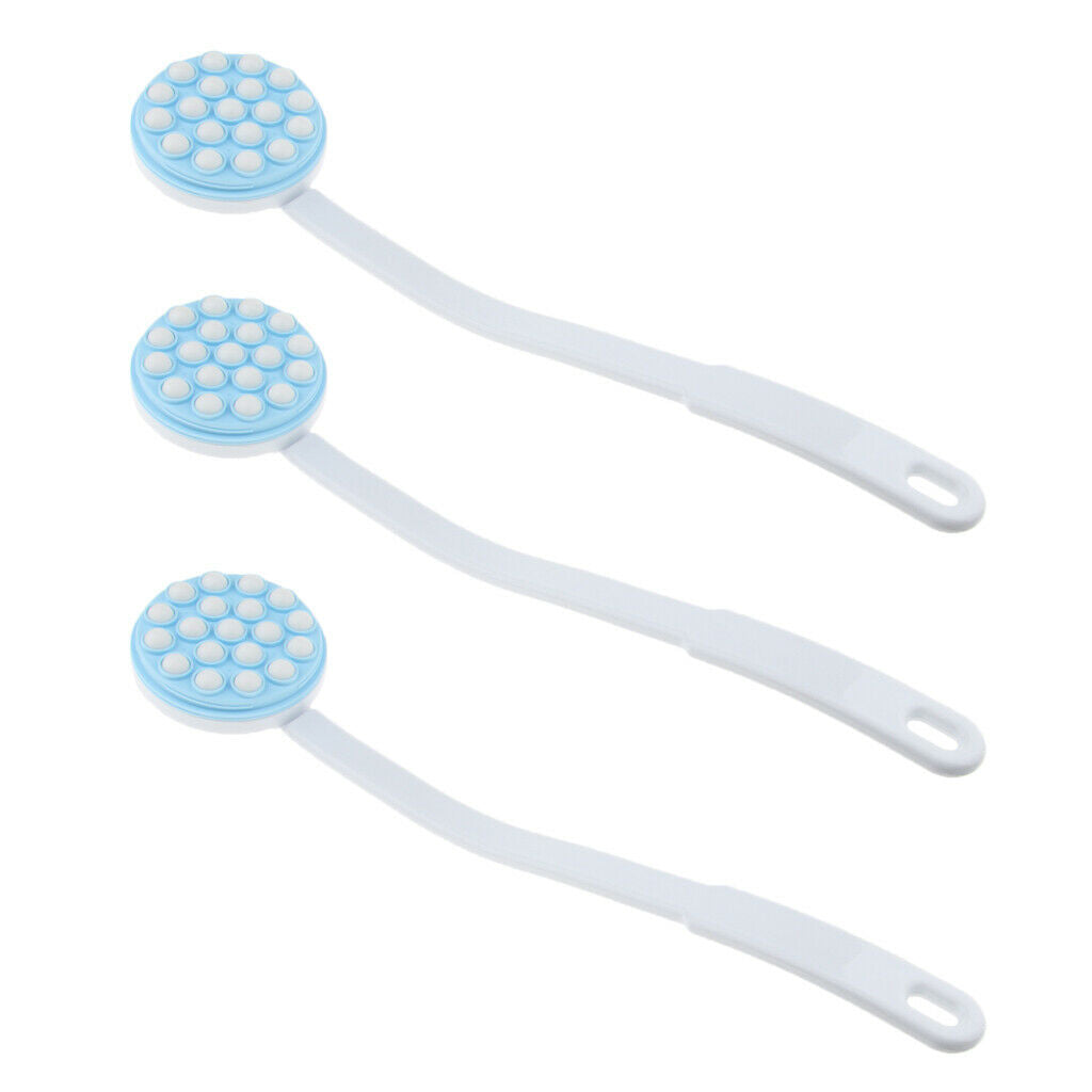 3pcs Long Handle Body Bath Shower Brush Back Scrubber Cleaning Massager
