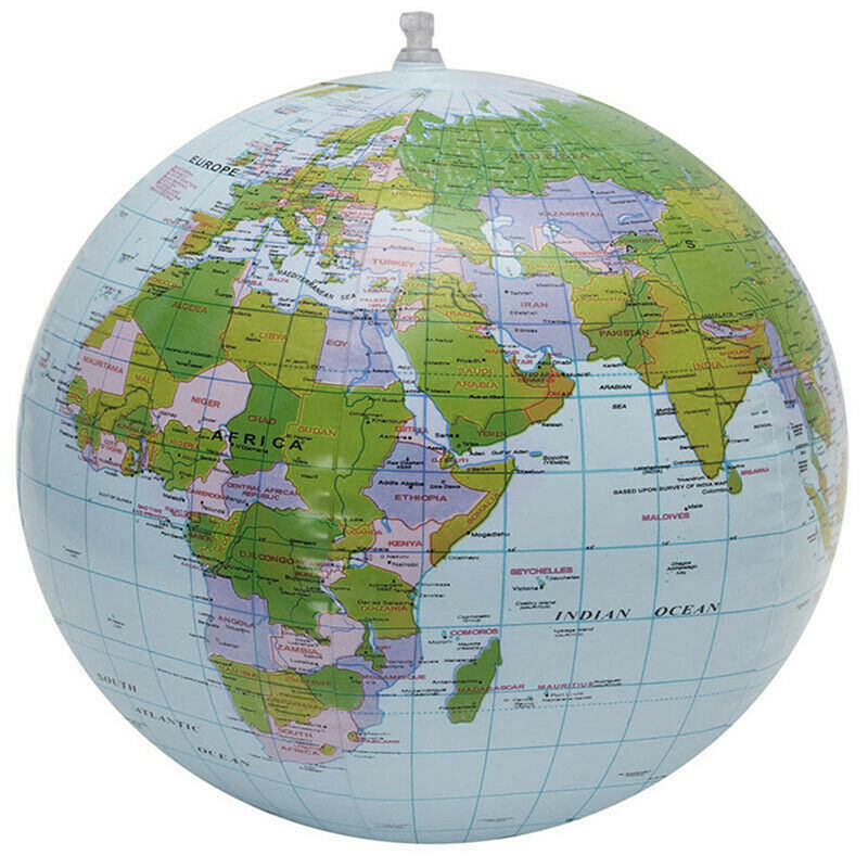 38cm Inflatable Globe World Earth Ocean Map Ball Geography Learning Beach.l8