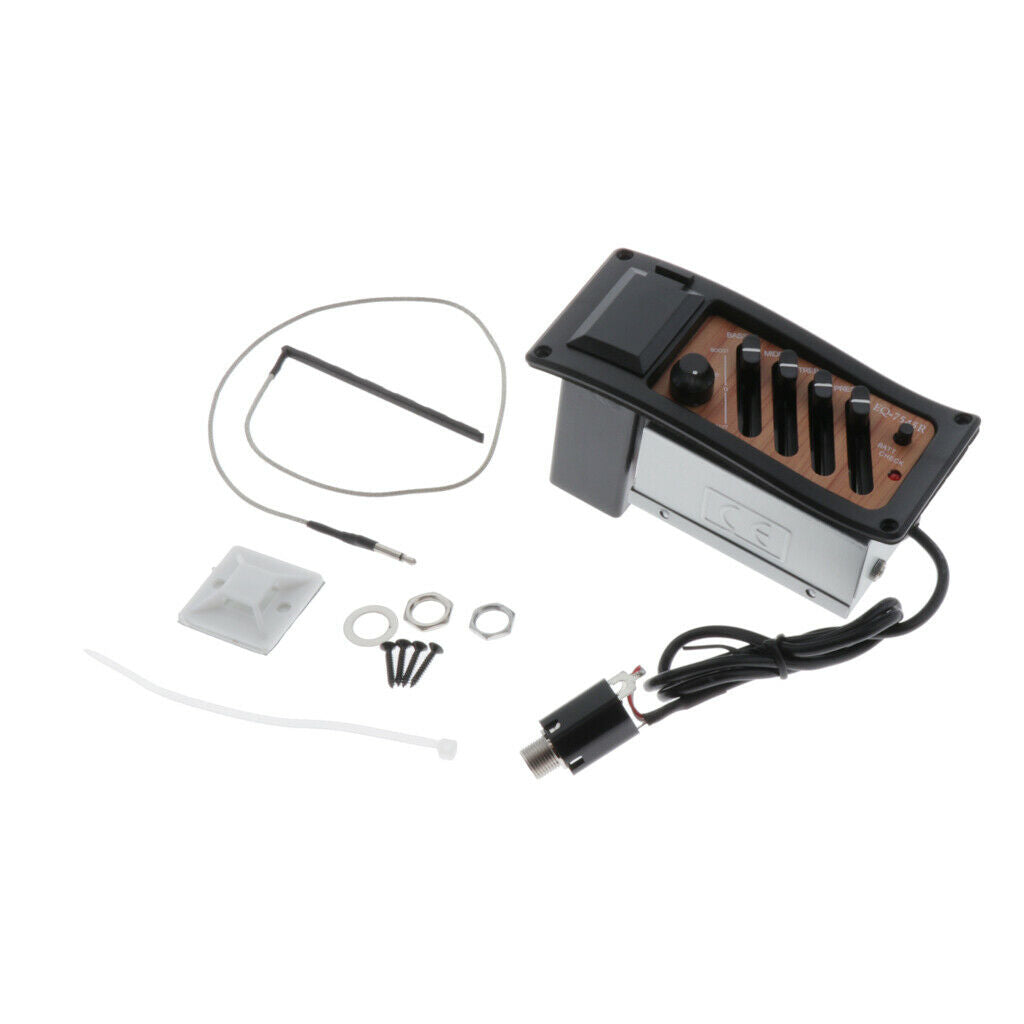 2pieces Folk Guitar Pickup Pre-Amp Piezo Tuner Active Complete Kit EQ-7545R