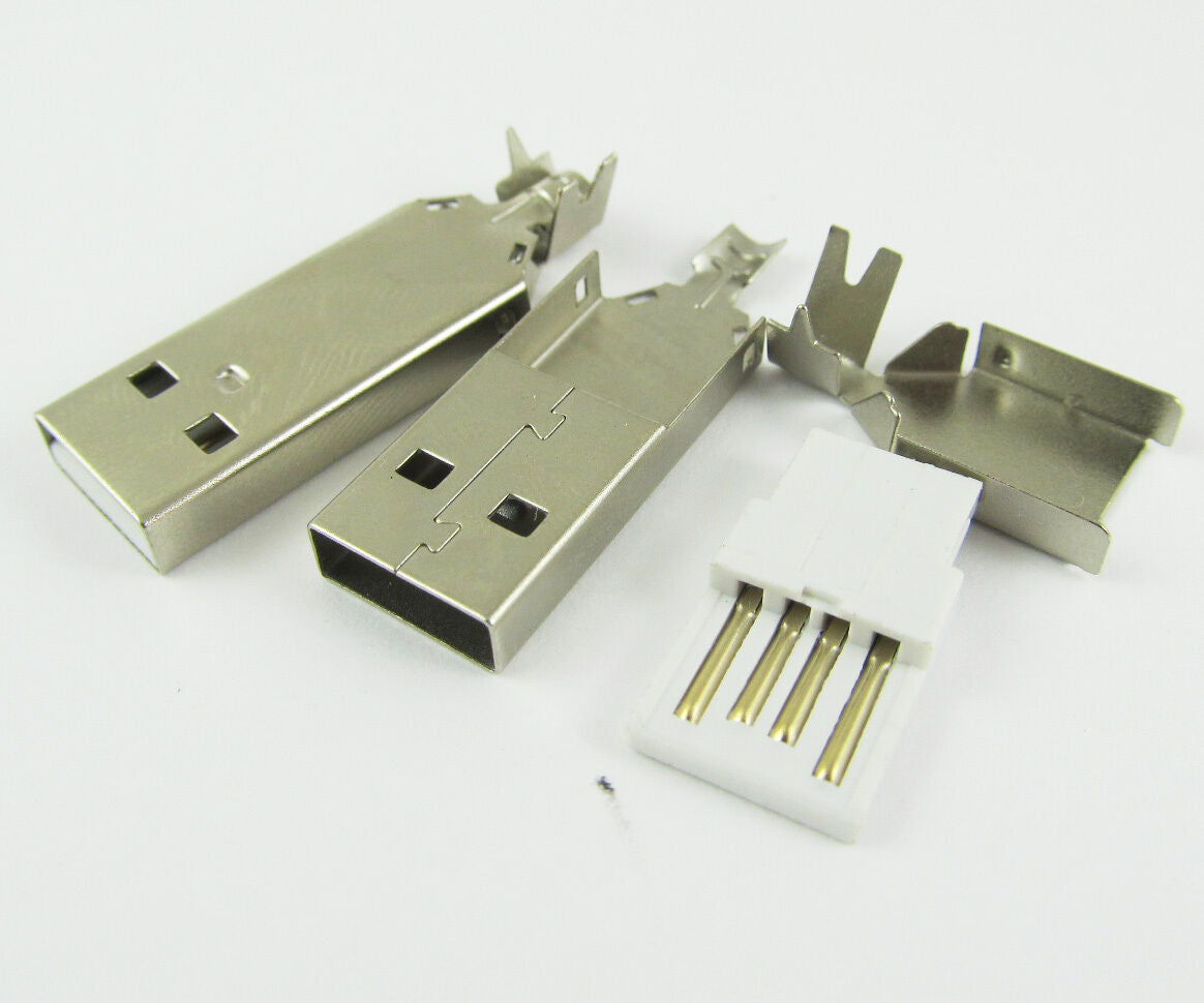 100sets Shell Housing A Type USB 4 Pin Male Plug Socket Connector PC Use Metal