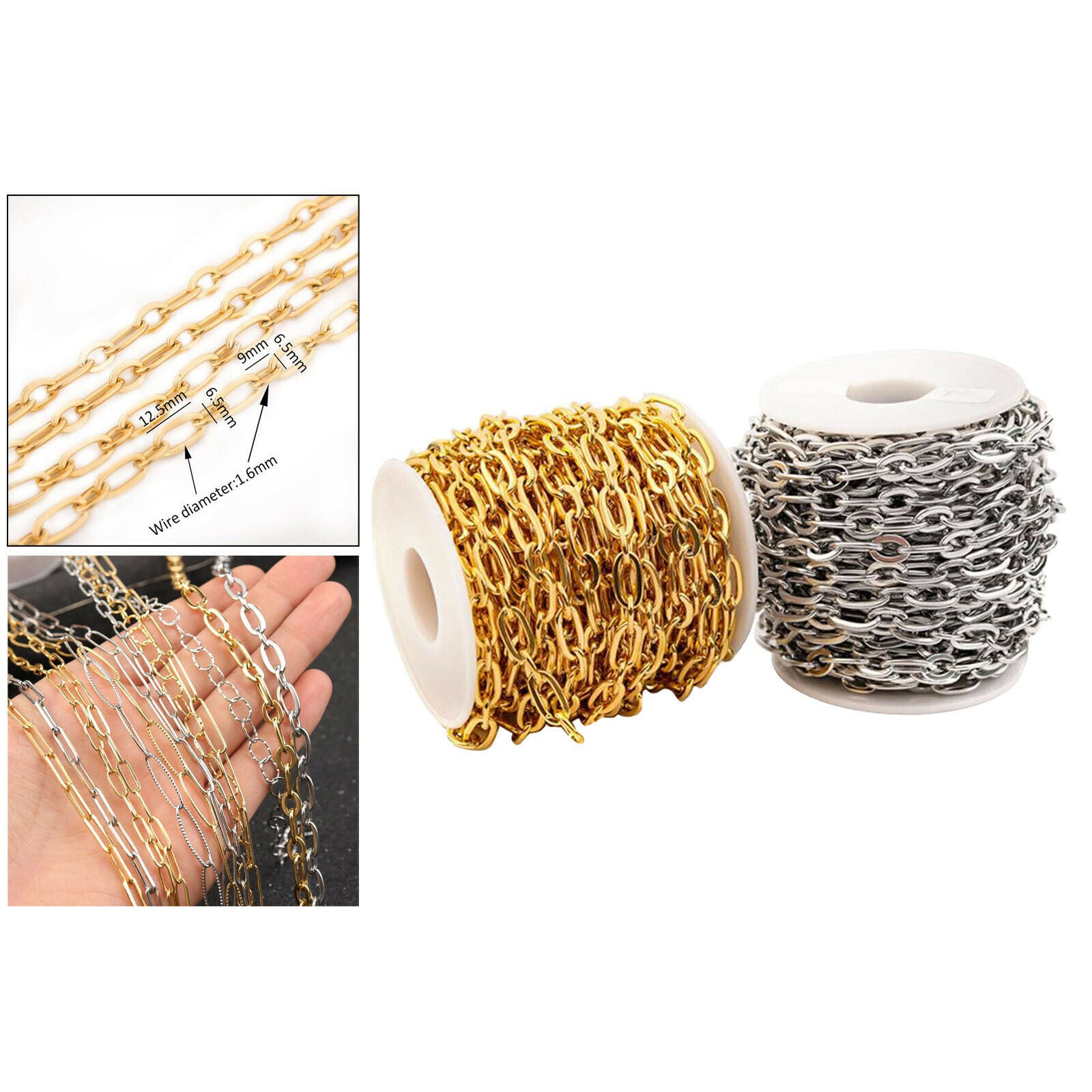 2 Pieces Stainless Steel Oval Cable Chains Link Connector Charms