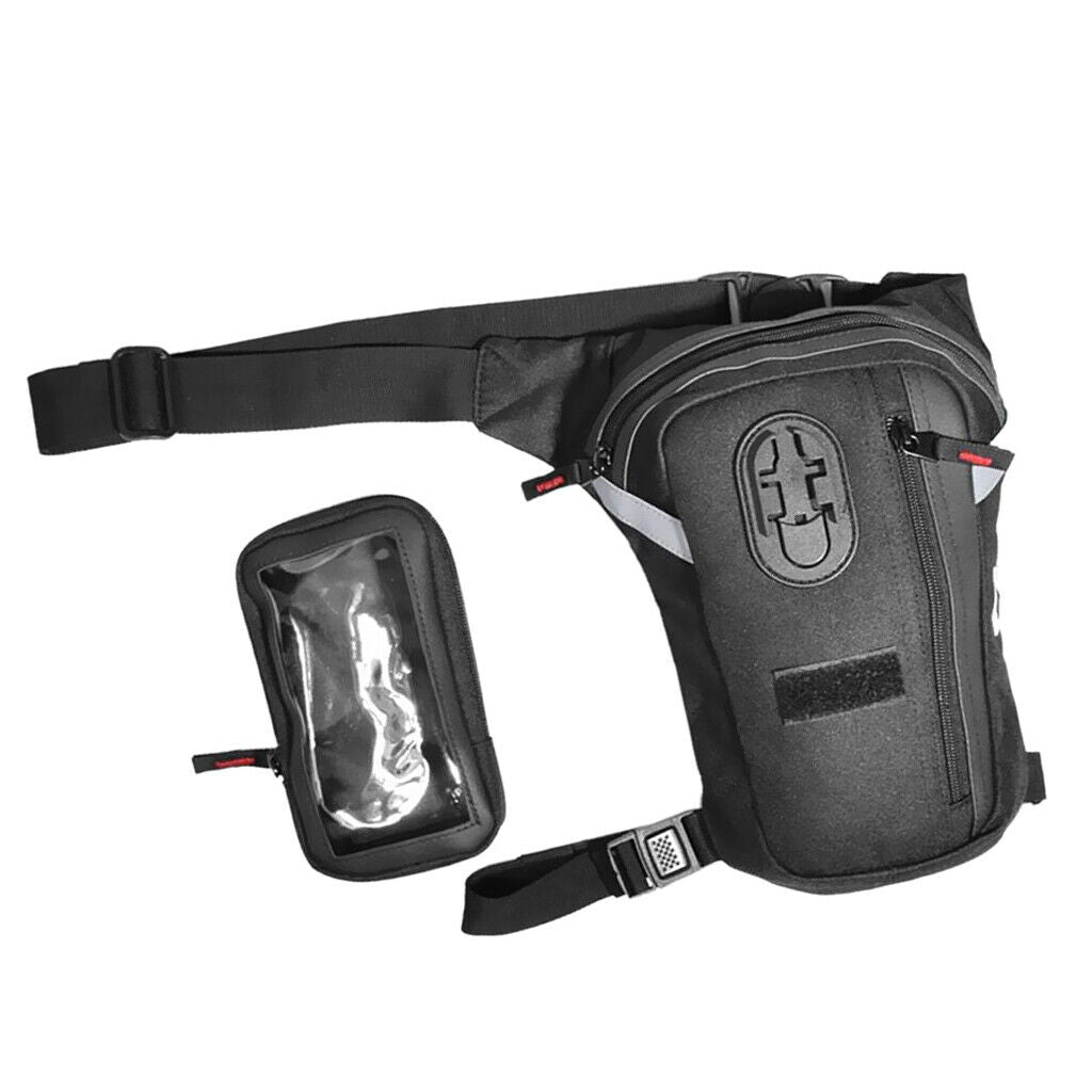 Black Men Sport Leg Bag Touch Screen Phone Bag for Outdoor Motorcycle Riding
