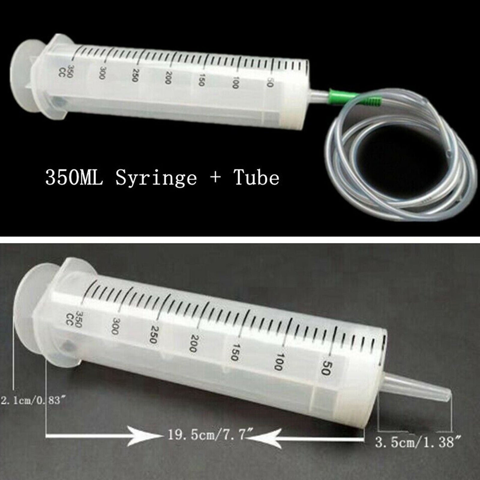 Large Big Plastic Nutrient Disposable Measuring Hydroponic Syringe + Tube 350ML