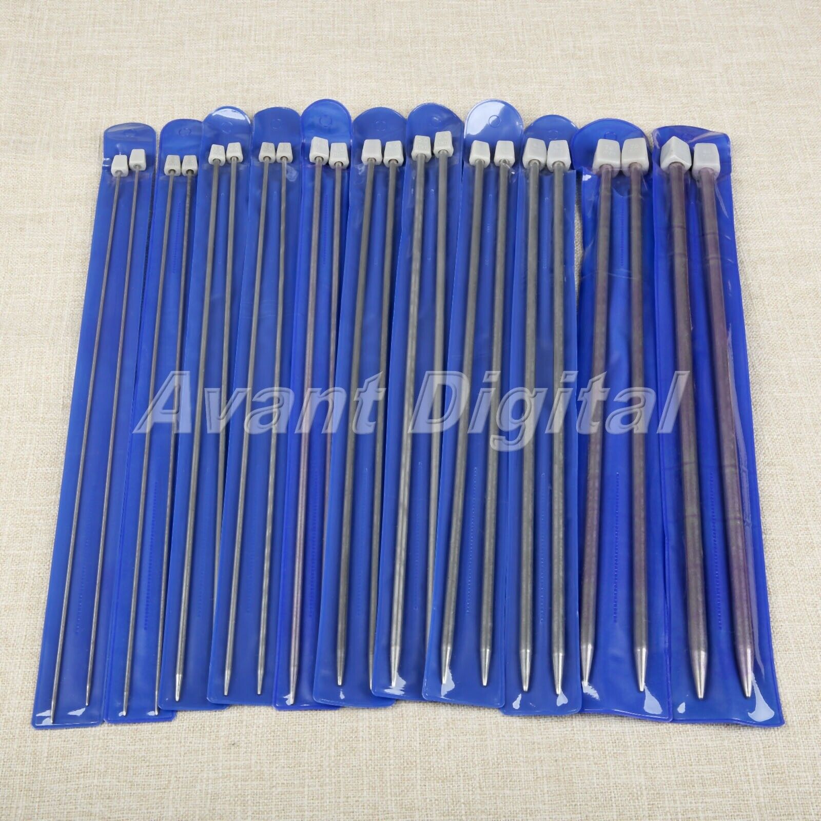 11 Pairs 2.0-8.0mm 36cm Stainless Steel Single Pointed Knitting Needles Craft