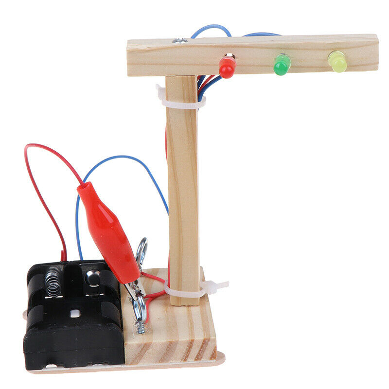 Kids Science Experiment DIY Toys Mini Wooden Traffic Light Gizmo Toys Set.l8