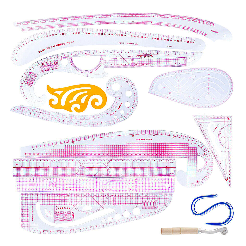 13pcs Multi-Style Design Drawing Comma Line Straight French Curve Ruler Set