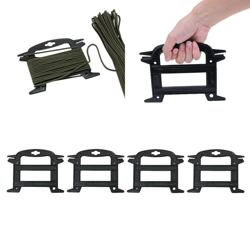 4x Sturdy Rope Winder Paracord Cord Holder Outdoor Black Hunting Backyard