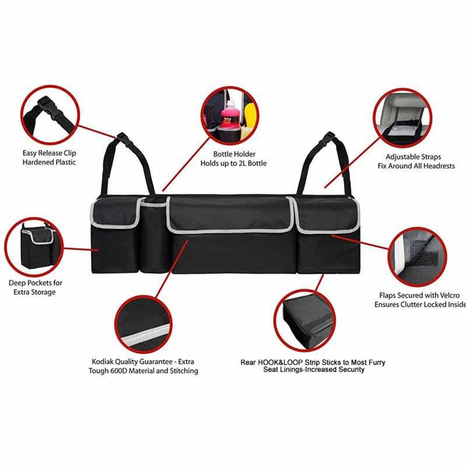 High Capacity Multi-use Car Back of Seat Oxford Storage Bag Interior Accessories