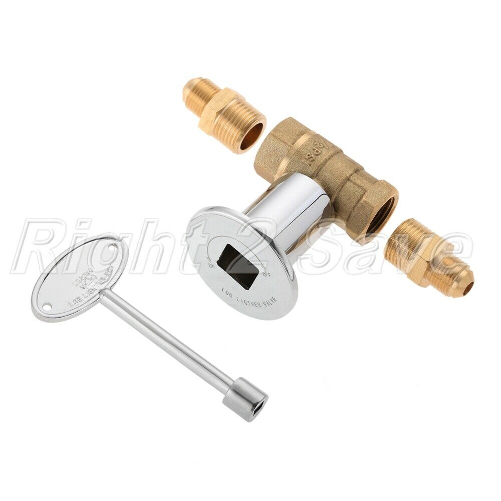 1/2"NPT Straight 1/4 Turn Shut Off Ball Valve Brass Chrome NG LP Gas Fire Pit