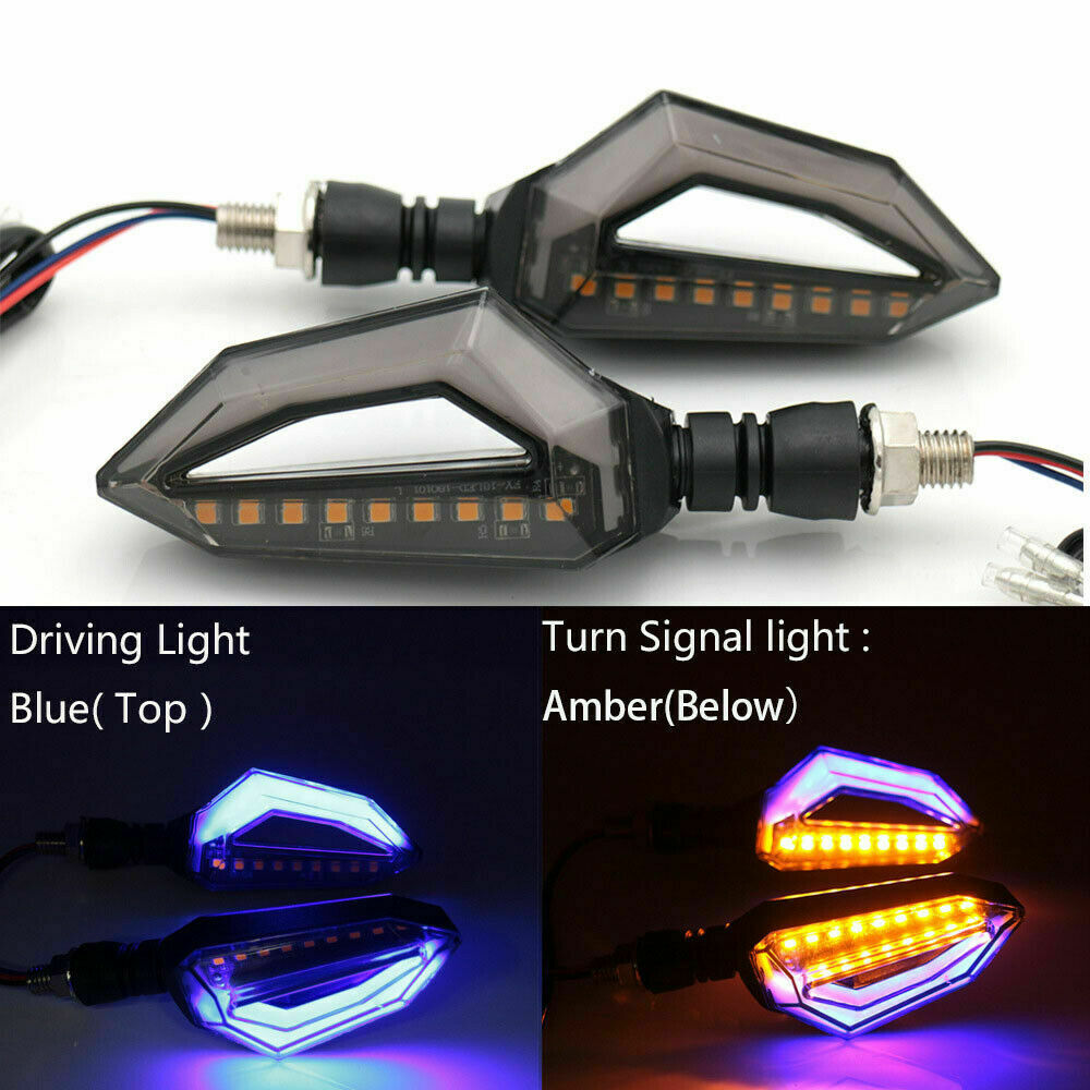 Motorcycle Turn Signal LED Amber Blue Indicator Light Blinker Lamp Universal 12V
