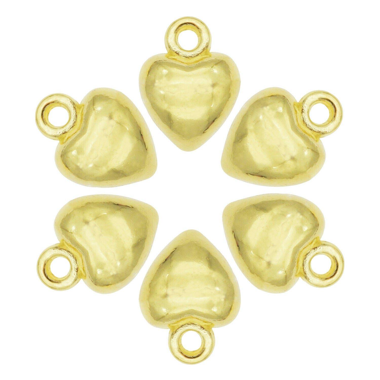 50 pcs Golden Mini Heart Charm Alloy Drop Dangle Earring Pendant Findings 9x7mm