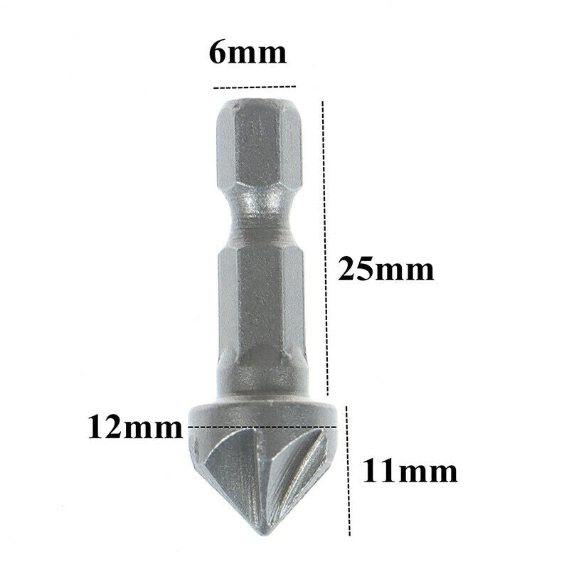 6 Flute Countersink Drill Bit Chamfer Cutting Woodworking Tool  hexagon han XC