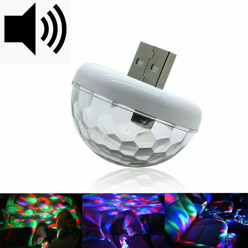 Mini USB RGB LED Stage Lamp Remote Controls Disco Ball Lights Home Car Party USA