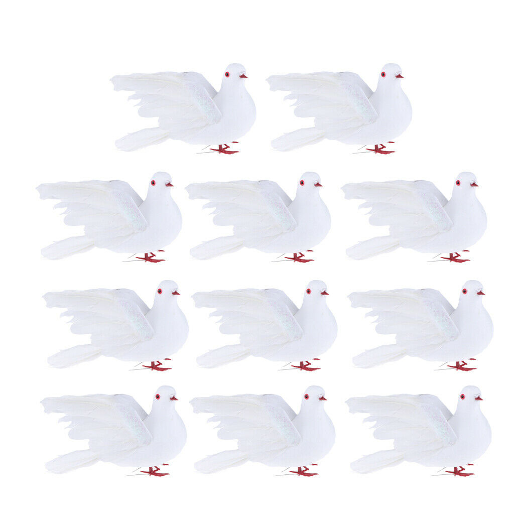 Lots 11 Realistic Artificial White Flying Doves Weddings Decorative Ornament
