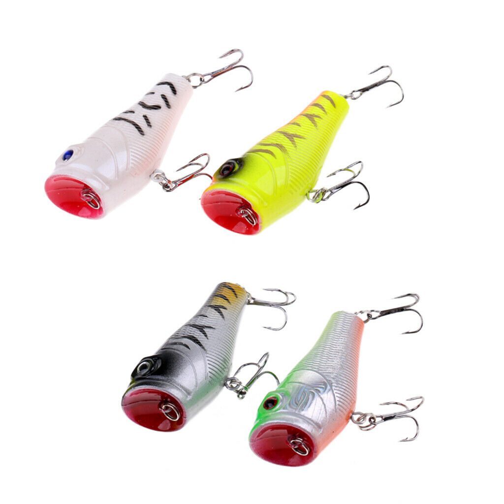Lot 4pcs Fishing Lures Crankbaits Hooks Minnow Baits Tackle Floating Lures