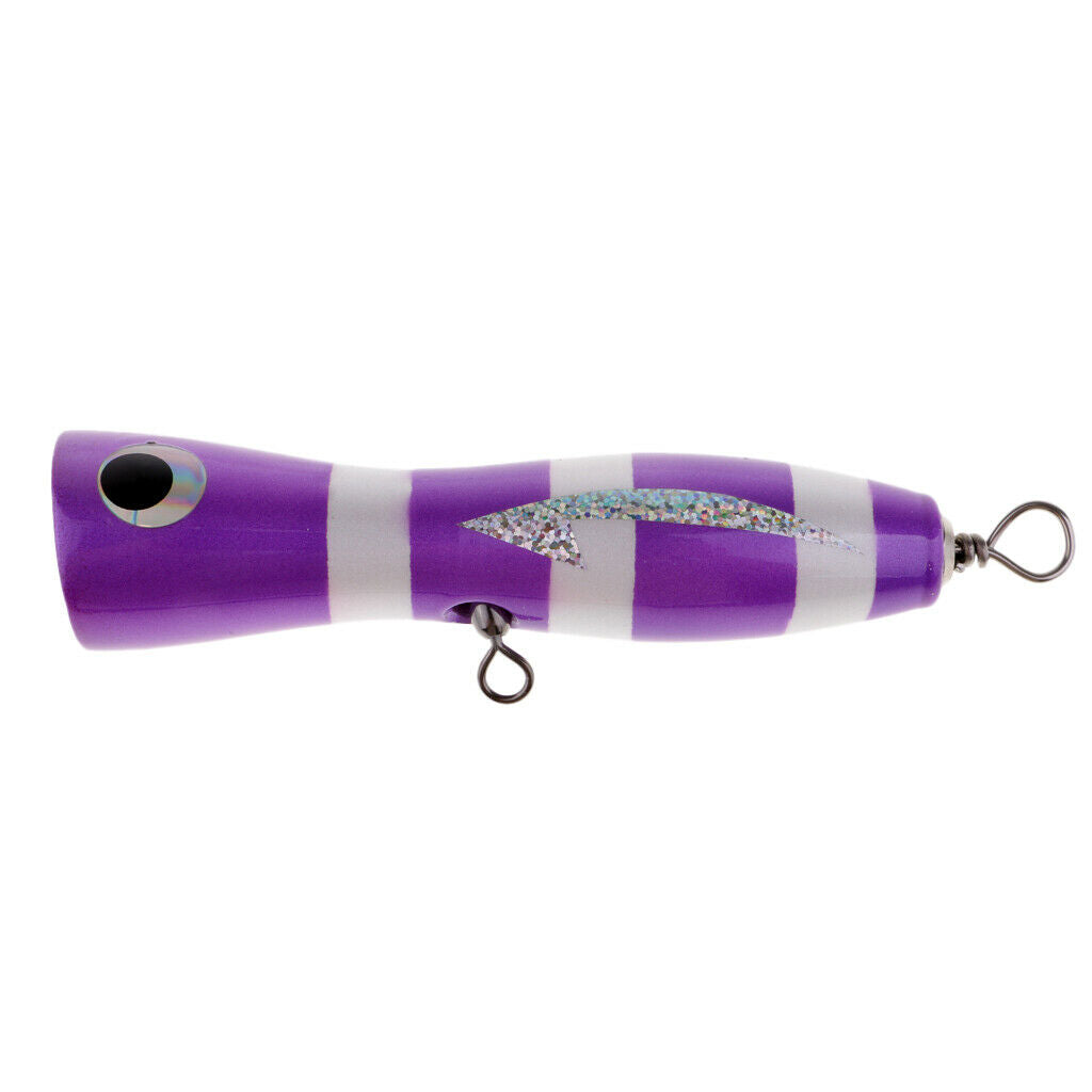 Wood Popper Lure Hard Bait Big Game Trolling Top Water Crankbaits Purple