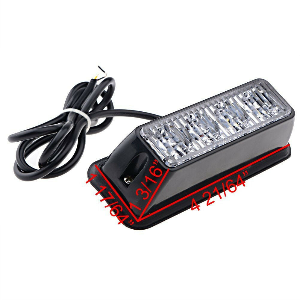 2pc 4LED White Car SUV Truck Pickup Emergency Warning Flash Strobe Light Bar 12V