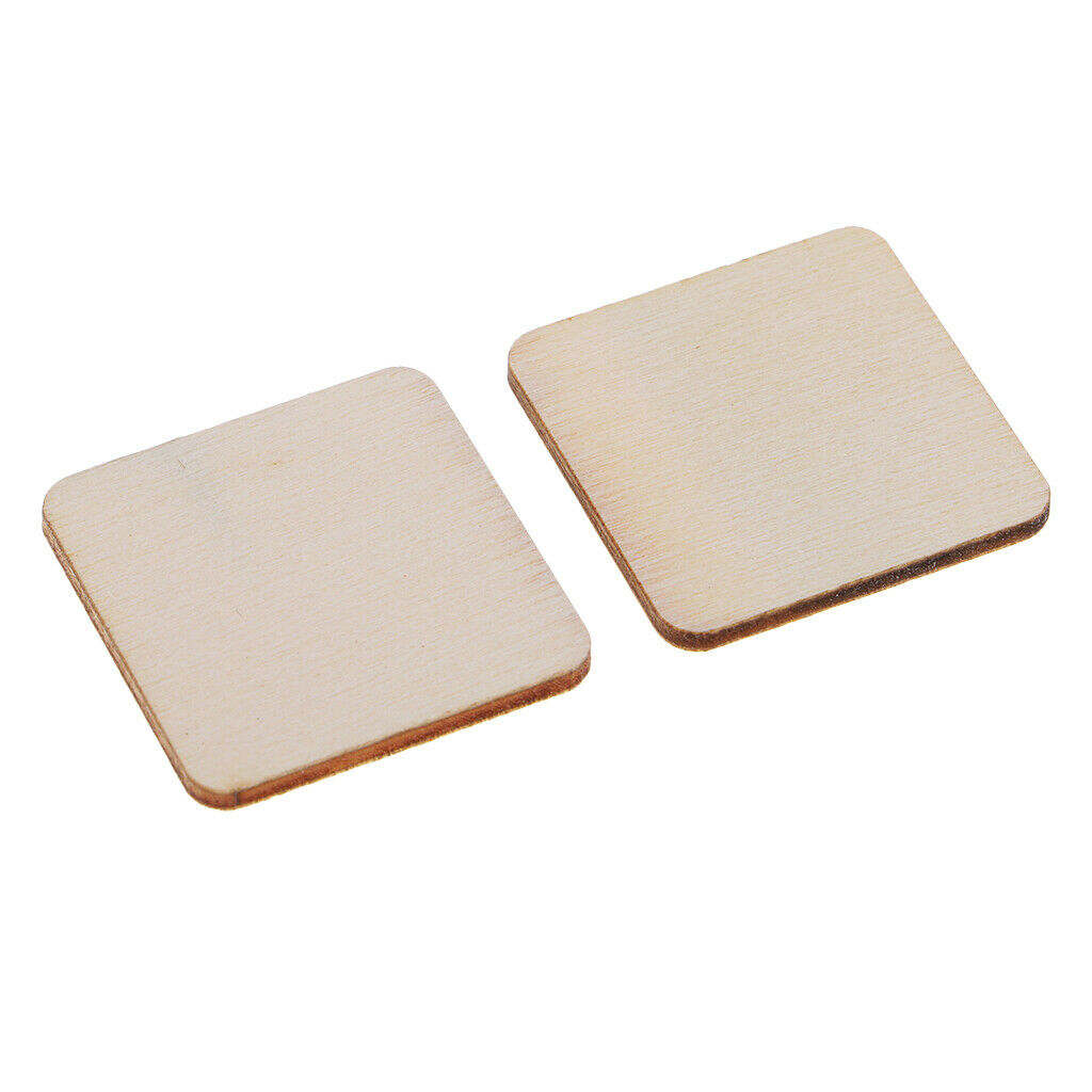 100 Pieces MDF Unfinished Wood Pieces Blank Plaque DIY Arts Crafts  34x34mm