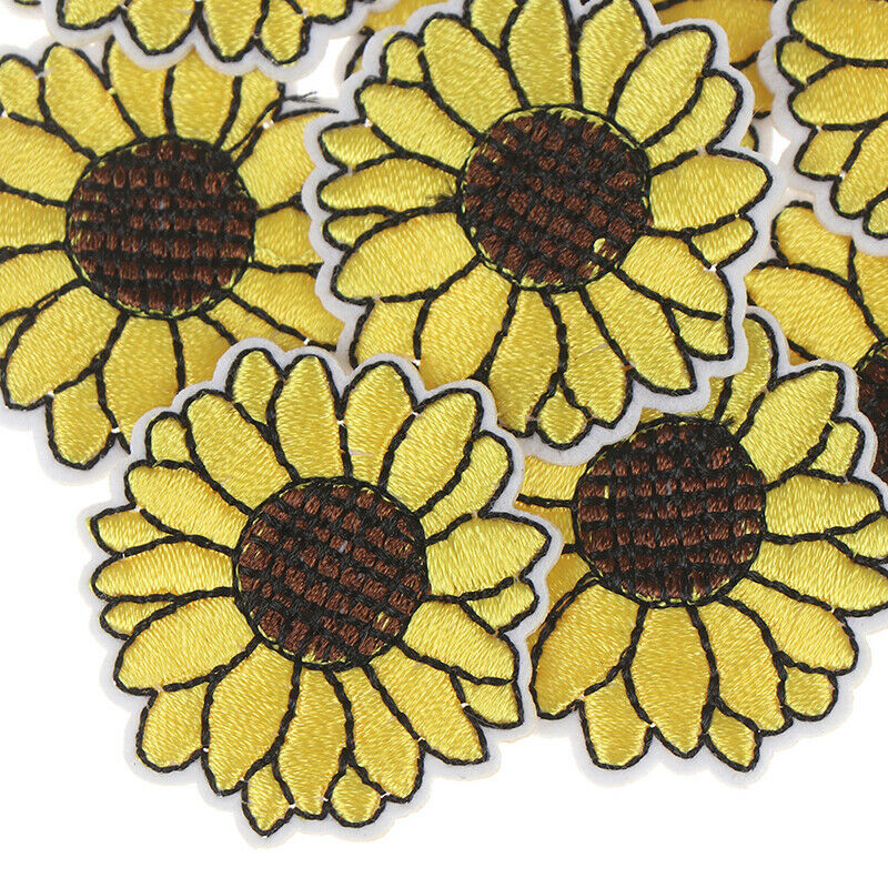 10Pcs Yellow Sunflower Patches Iron on Patch Embroidered Applique Sewing CraDEAU