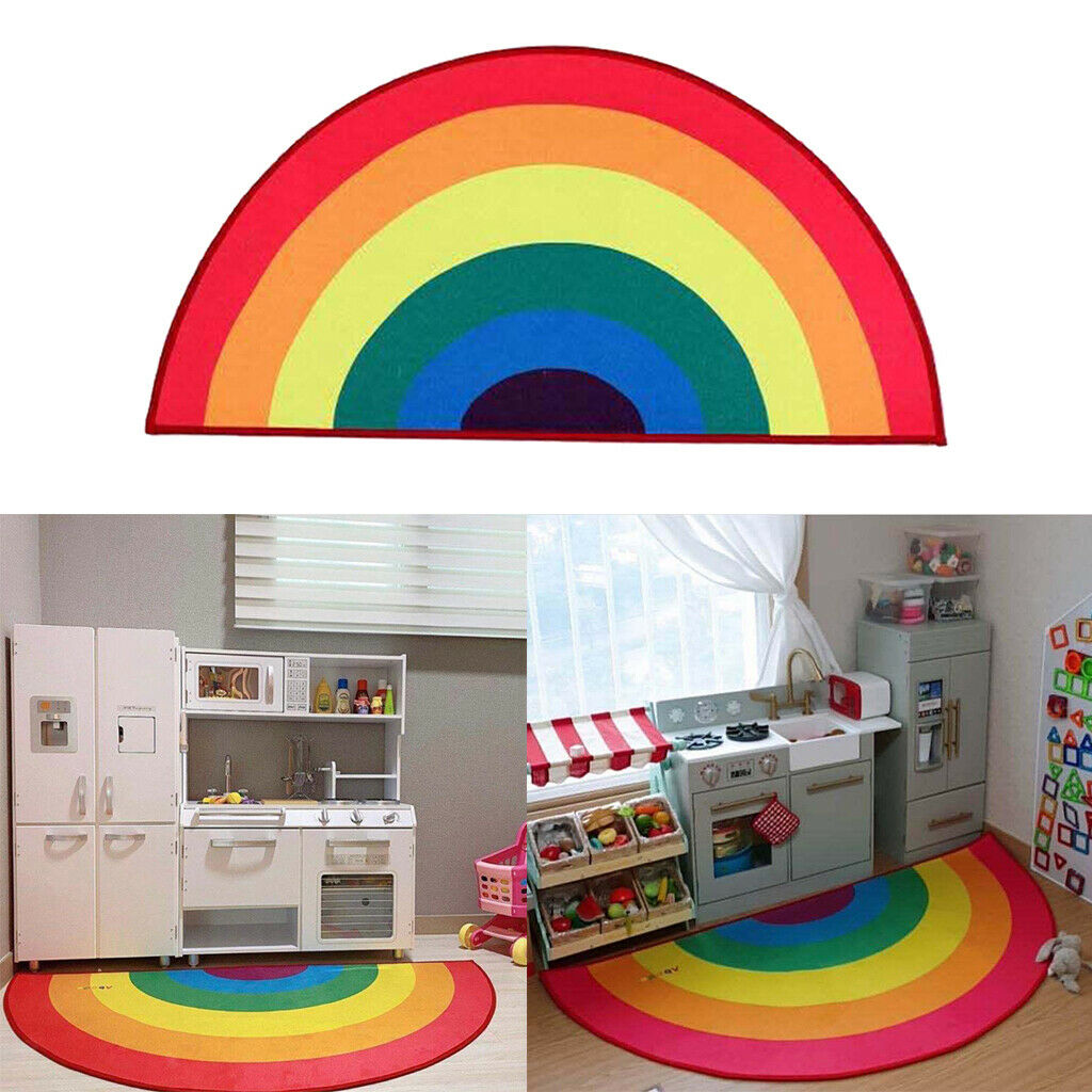 Half Round Entrance Rainbow Rug Floor Mat Carpet Bedroom Ornaments - Small