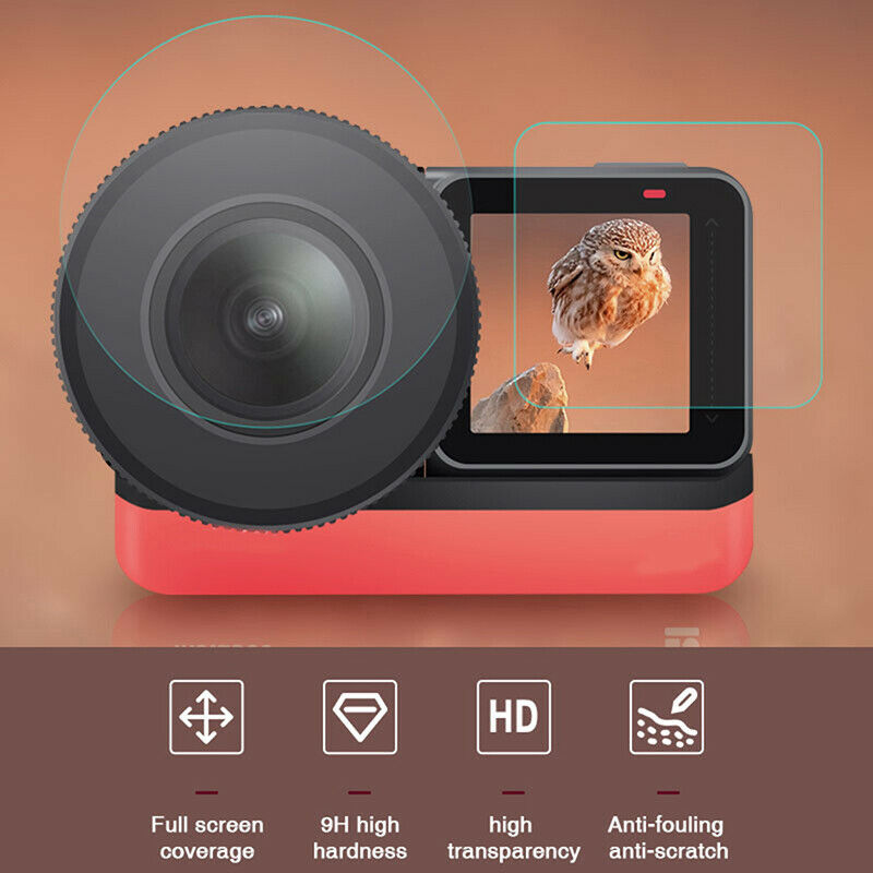 2+2Pcs Tempered Glass Screen Protector For Insta 360 ONE R LEICA-1-Inch LensBDD