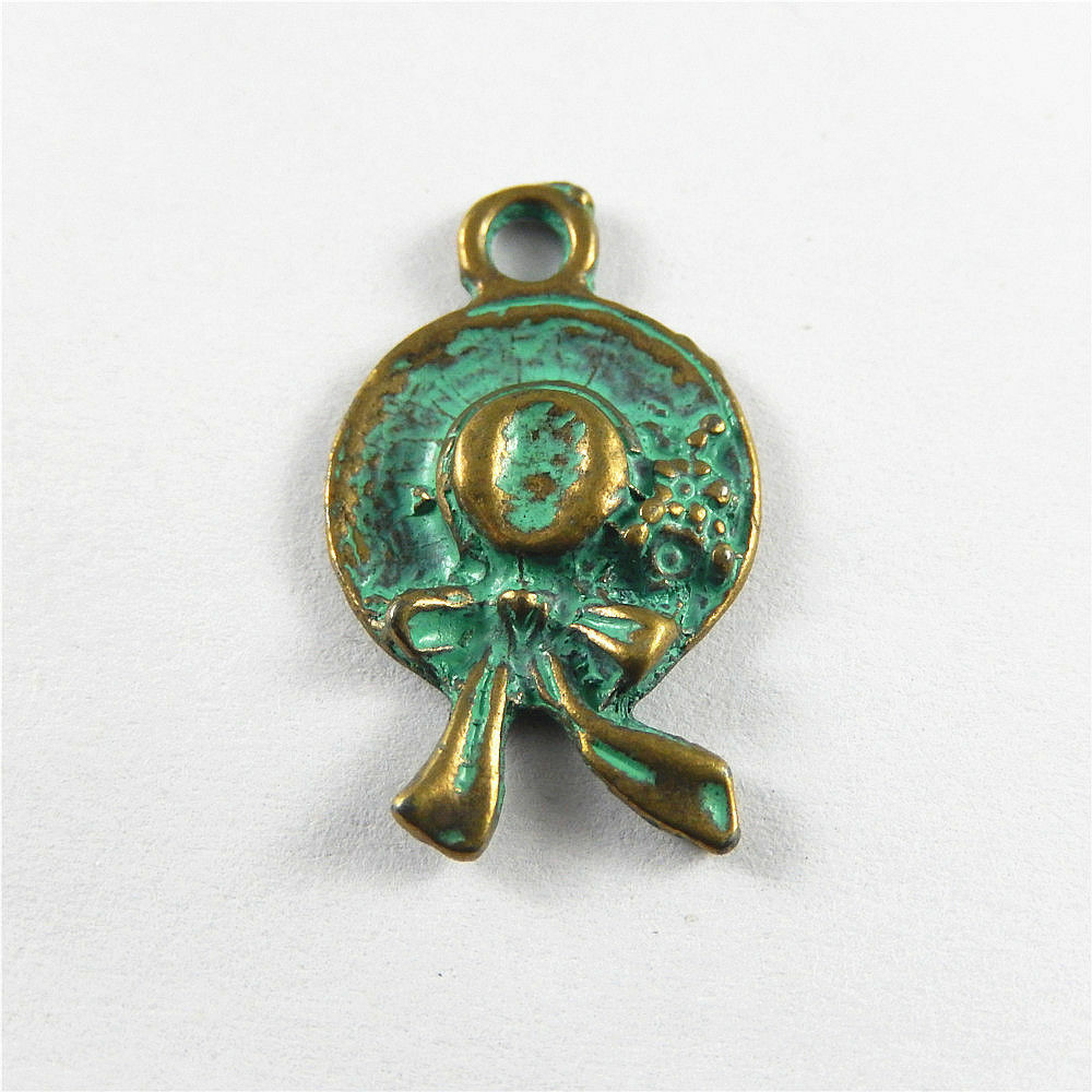 20PCS Patina Sun Hat Charm Alloy Pendant Dangle Jewelry Making Crafts 26x16x3mm