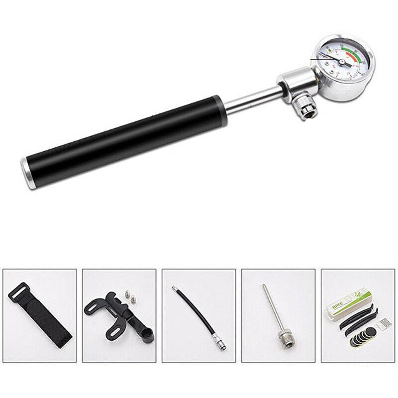 Portable Bicycle Cycling High Pressure Pump Mountain Bike Tool w/ Pressure Gauge
