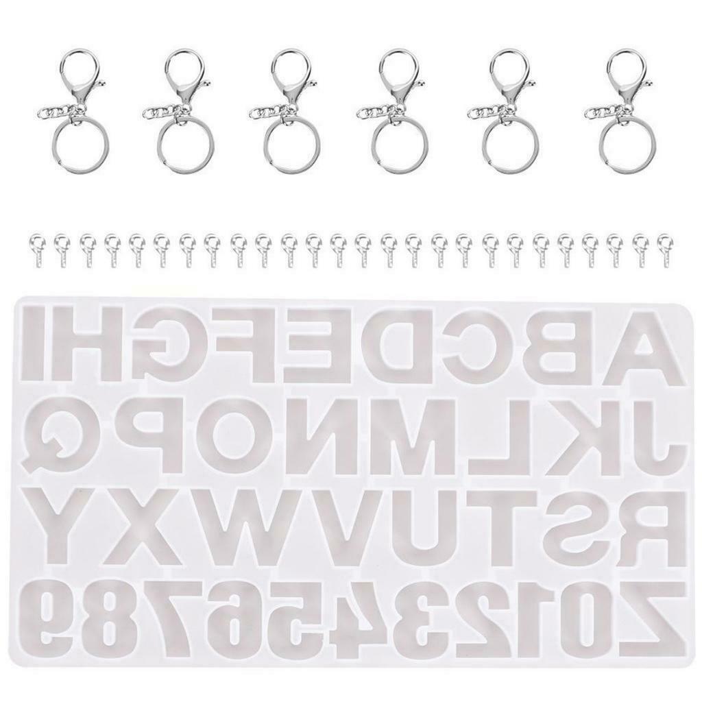 Letter Number Silicone Molds Backward Epoxy Moulds Making Keychain DIY Set