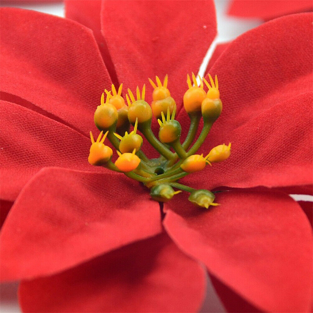 10pcs Christmas Silk Artificial Flower Head Flannel Home Wedding Decor DIY Craft