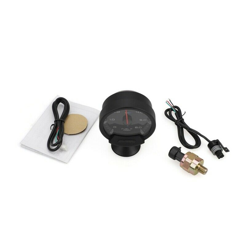 60mm 12V Fuel Pressure Gauge Oil Press Gauge White Led Fuel Gauge Universal S7A4