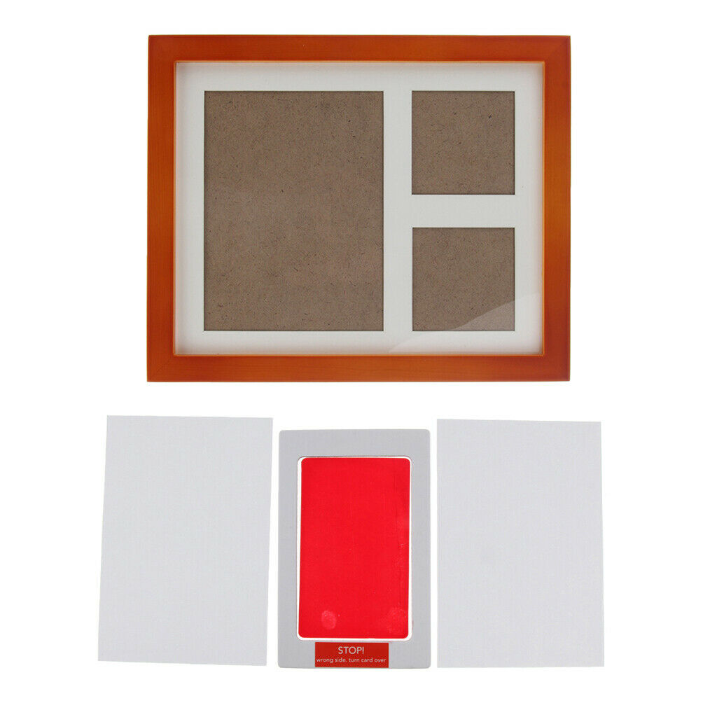 Baby Handprint Footprint Pictures Keepsake Pecan Photo Frame Pad Red