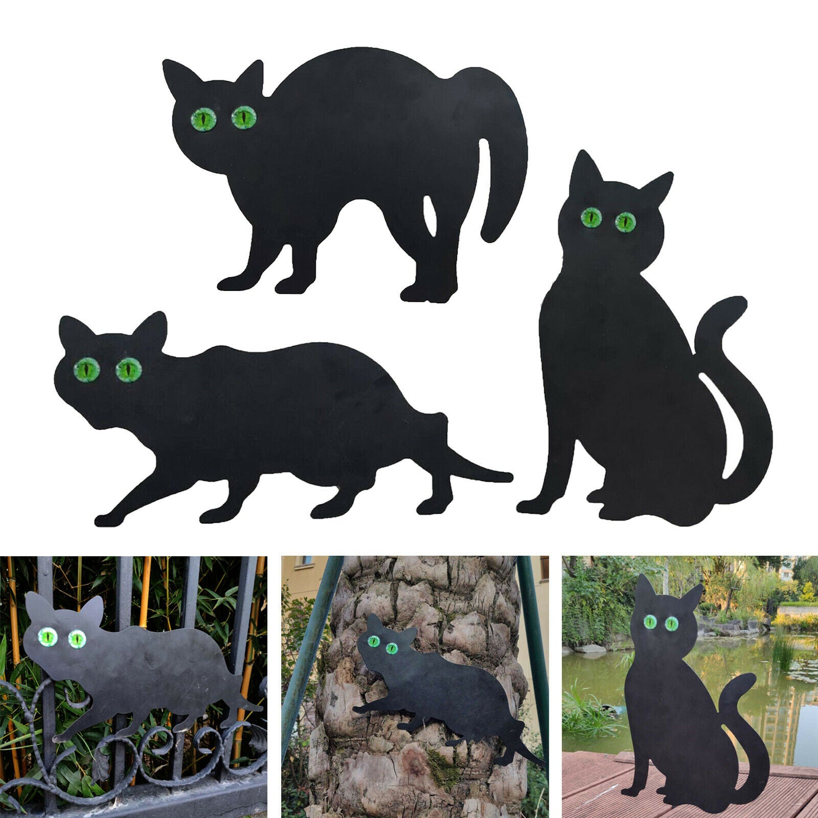 3pcs Cat Shape Control Spike Weatherproof Garden Scarer Figures Statues Gifts