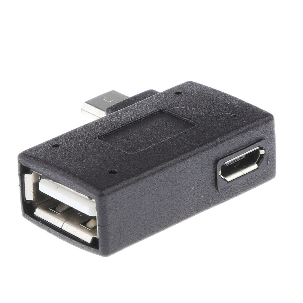 2 Pcs 90 degree Angle Micro USB2.0 OTG Host Adapter with USB Power