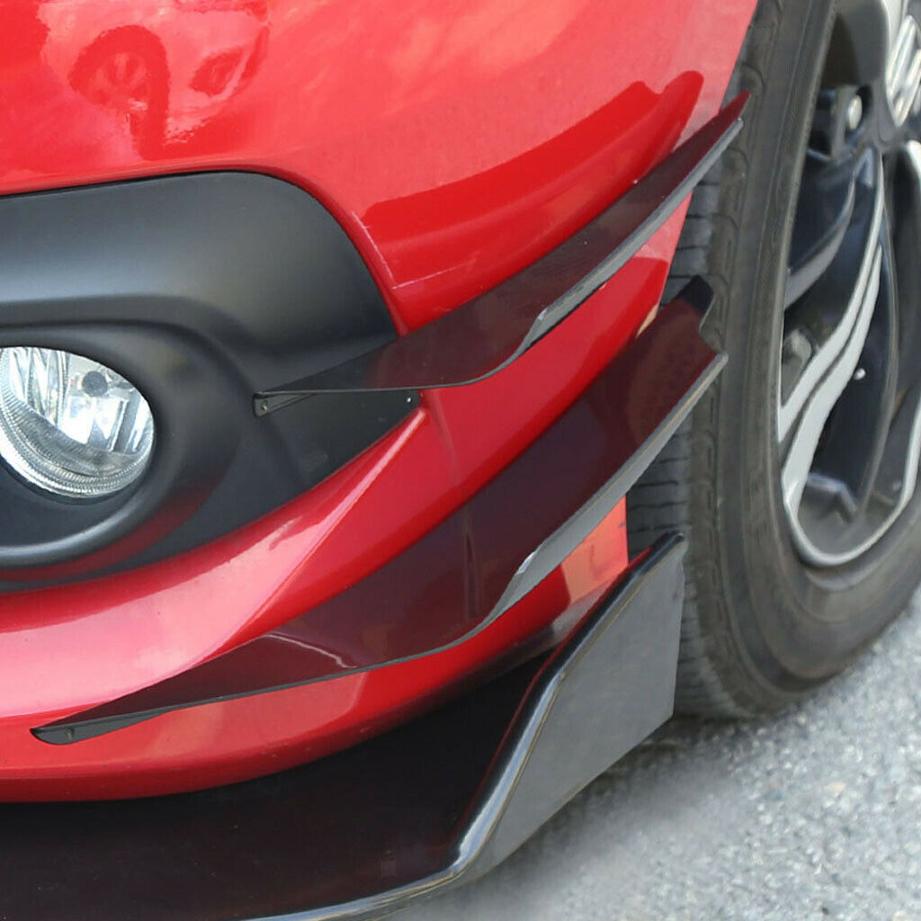 Carbon Fiber Car Front Bumper Fin Body Splitter Fins Trim Spoiler Lip Black
