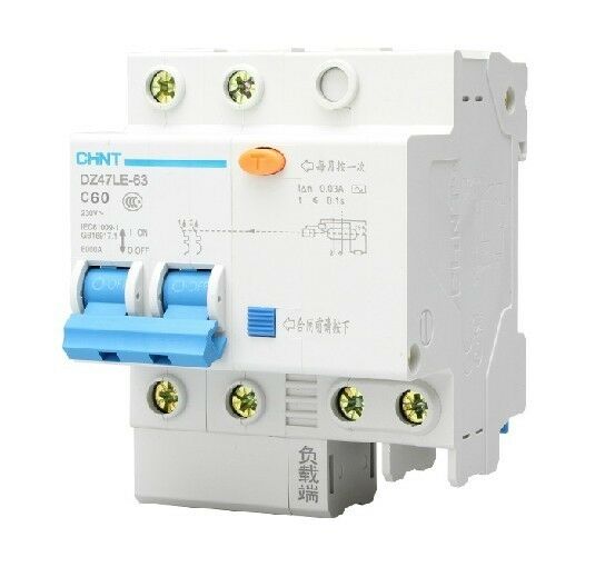 10pcs Earth Leakage Protection Circuit Breaker DZ47LE-63 2p C60 60A 230V [M1]