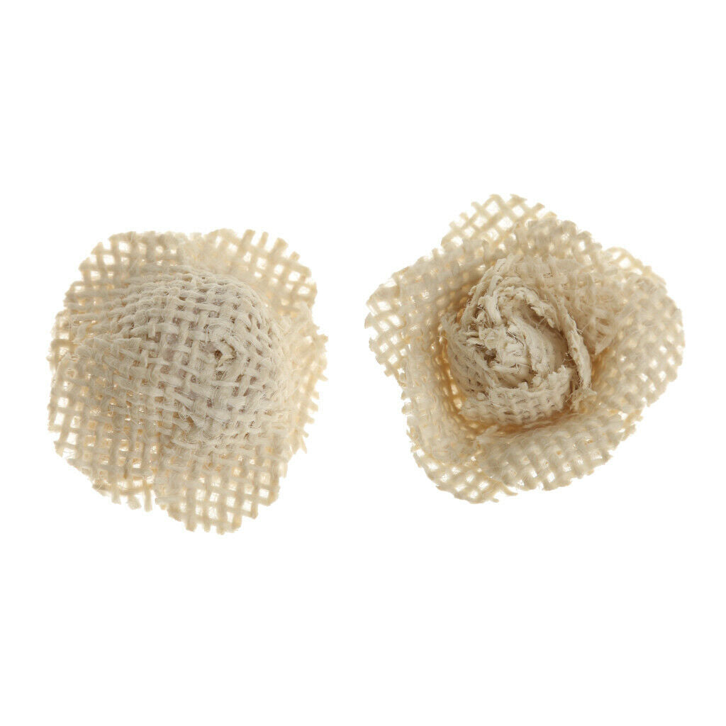 6pcs Rustic Burlap Rose Flowers Wedding Craft Making Decor
