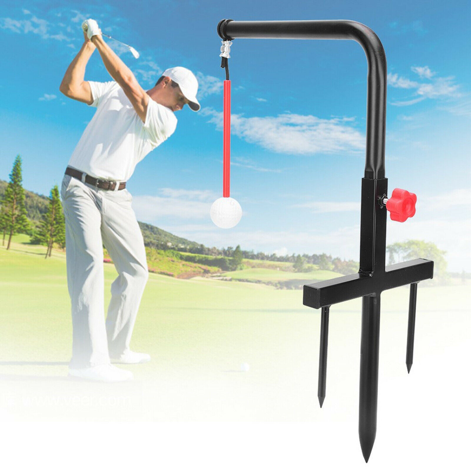 Adjustable Hight Golf Swing Trainer Aid Device Practice Tempo Speed Exercise