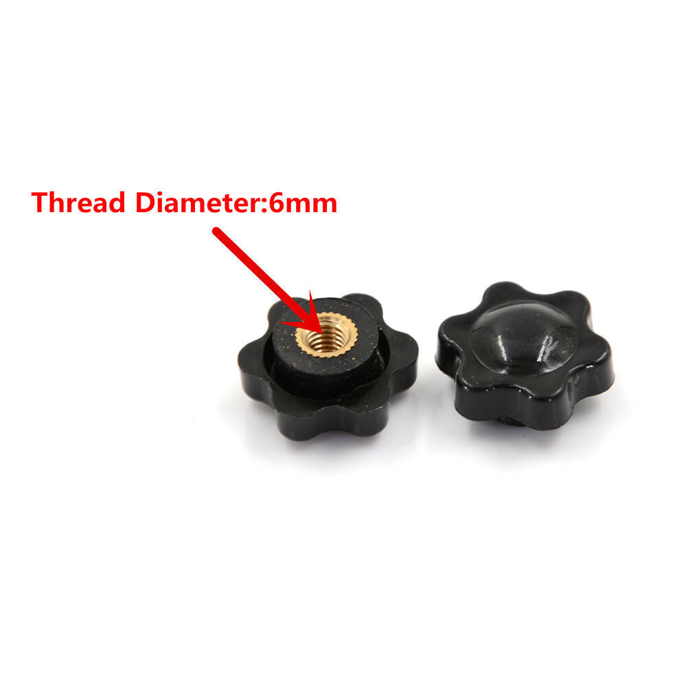 5Pcs Black M6 Female Thread Star Shaped Head Clamping Nuts Kno.l8