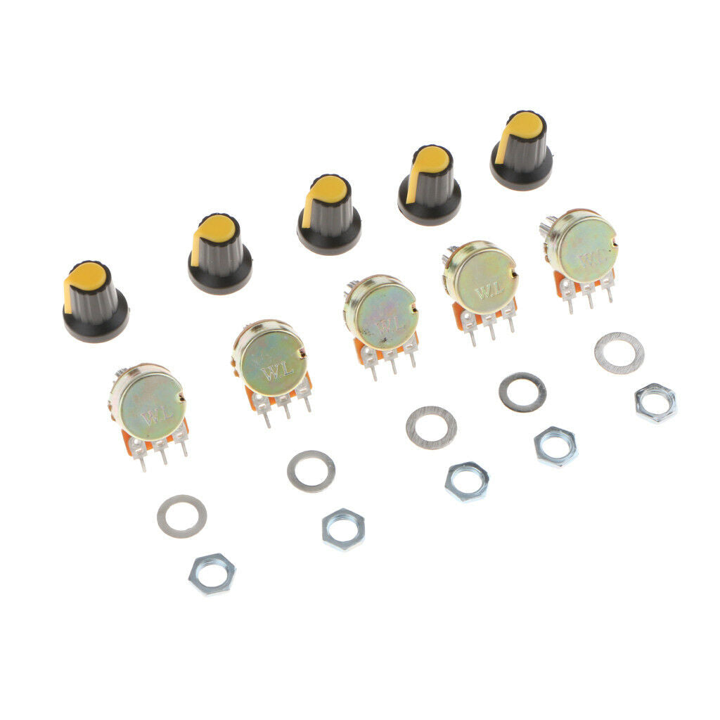 5Pcs 10K OHM Linear Taper Rotary Potentiometer Pot Top Adjustment