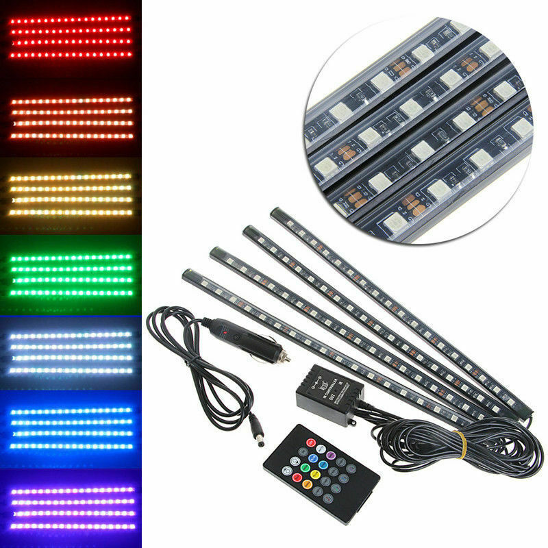 Car LED Strip Light Multicolor Music Car Interior Lights 4LED In 1,Rainproof
