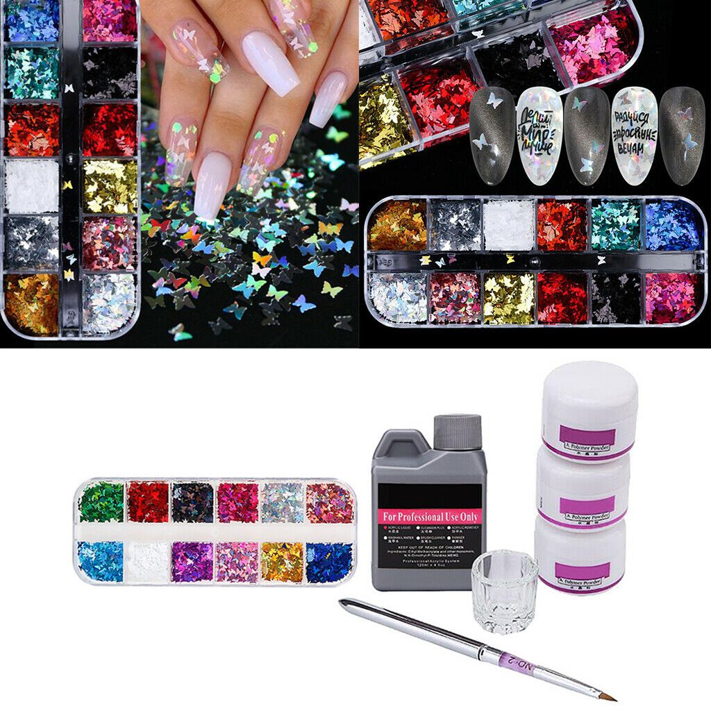 Nail Art Kit Acrylic Powder 120ml Liquid Nail Paillettes Manicure Supplies