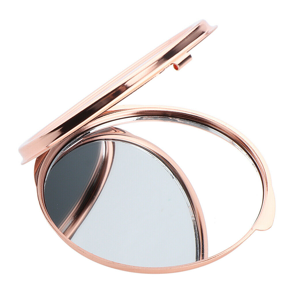 2pcs Dual Side Makeup Mirror Dormitory Bathroom Round Folding Mirrors Golden