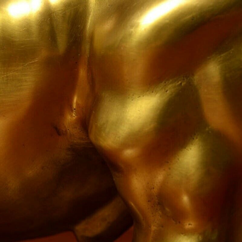 Feng Shui Fortune Brass Bull Statue, Sculpture Home Decoration Golden CopperA3M7