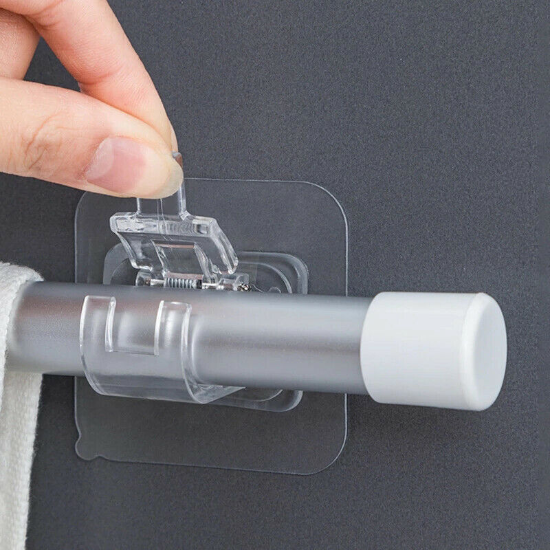 2Pcs Hanging Rod Clip Adhesive Wall Curtain Hanging Clamp Hooks Curtain rodBDAU