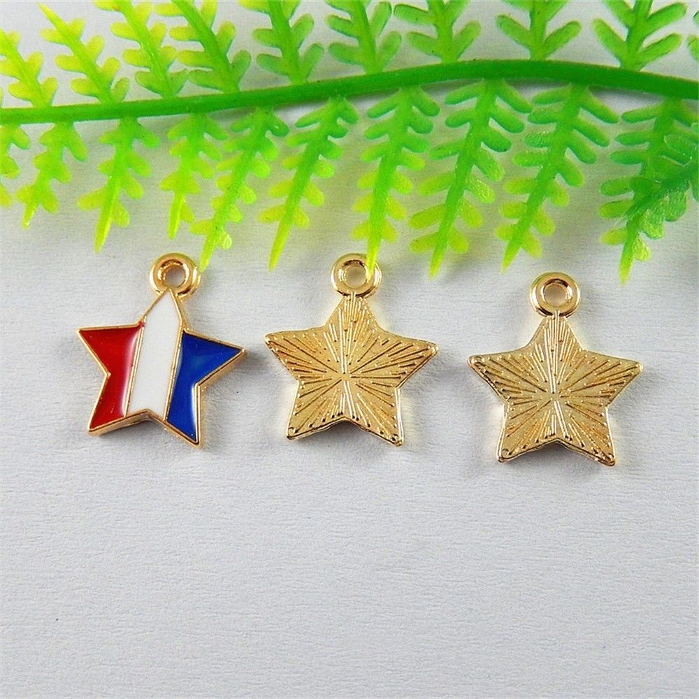 20PCS Enamel Star Charm Bracelet Alloy Pendant DIY Jewelry Earring Craft 14*11mm