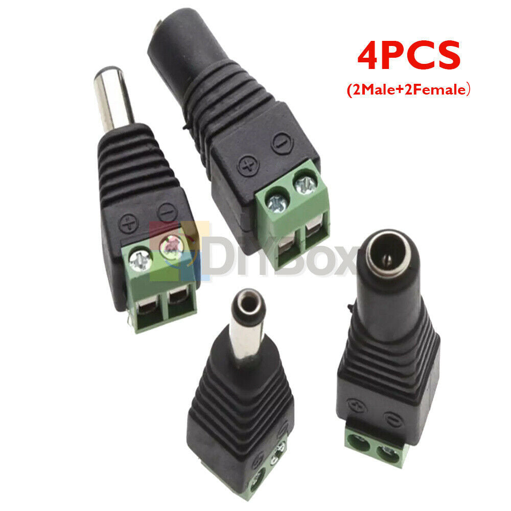 4pcs for CCTV LED Male Female 2.1x5.5mm DC Power Jack Plug Adapter Connector