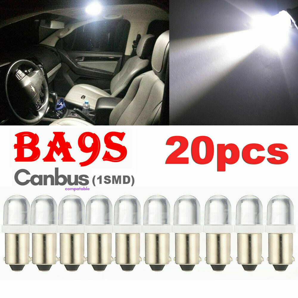 20x BA9S 1LED Round T11 233 T4W LED Instrument White Car Side Light Lamp Bulb